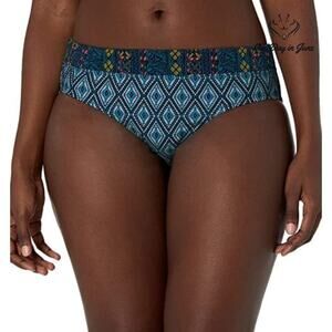 Coastal Blue Geometric Bikini Bottom Swimsuit Size M (8-10)